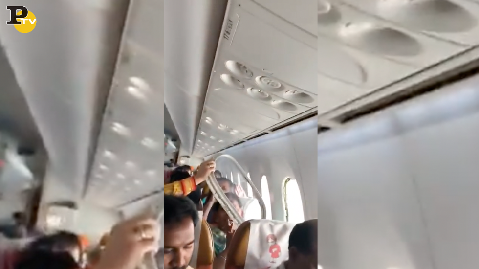Aereo Air India rompe finestrino video panico passeggeri cabina