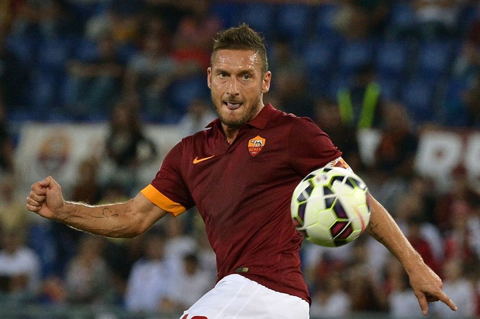 Roma celebrating soccer legend Francesco Totti
