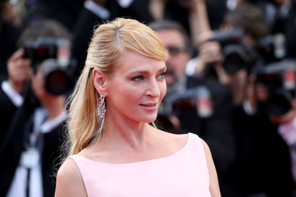 Uma Thurman wears Italian clothes and jewels in Cannes