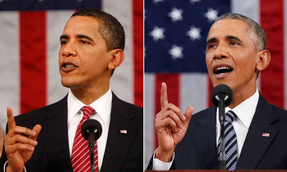 Barack Obama nel 2009 e nel 2016