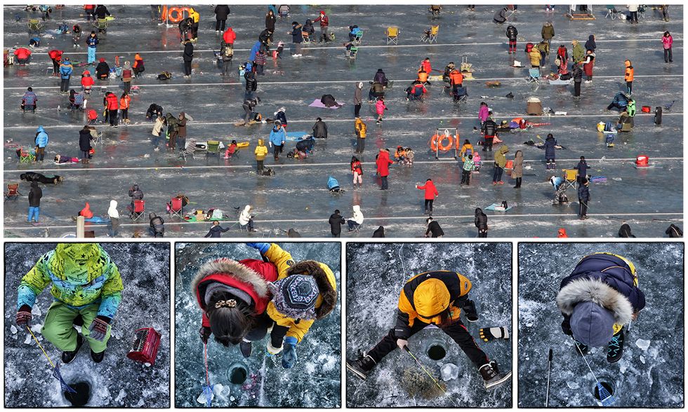 Corea del Sud: pesca alla trota sul ghiaccio