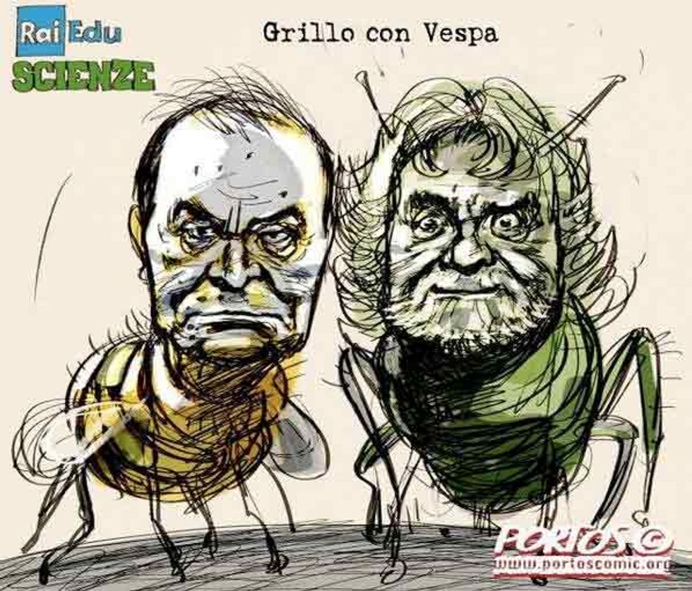 Beppe Grillo nel salotto di Bruno Vespa. L'ironia di twitter