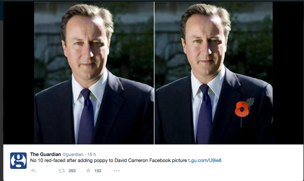 David Cameron col papavero taroccato