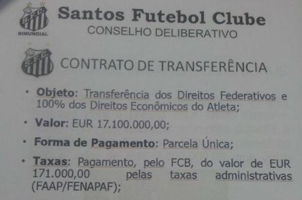 INDISCRETO - Neymar? Costato solo 17,1 milioni di euro (papà escluso)