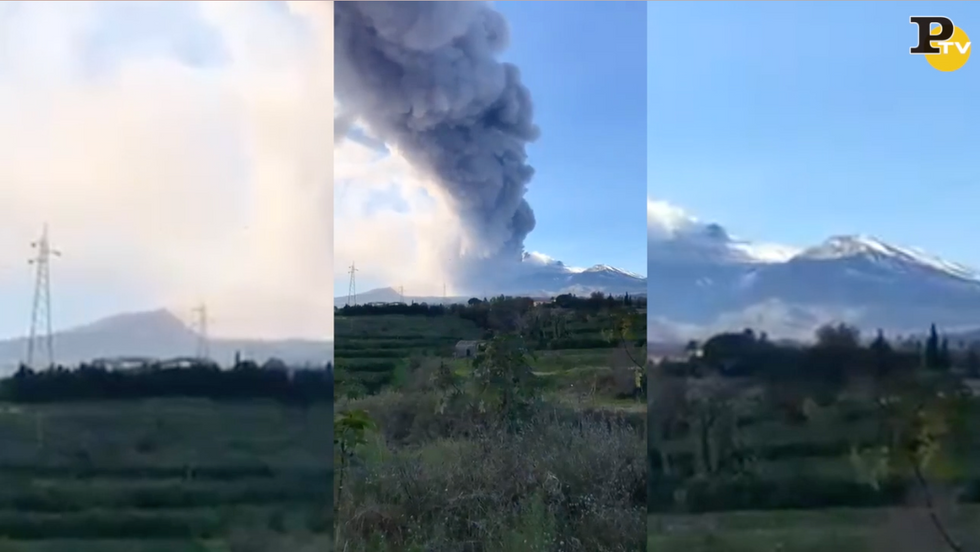 Eruzione Etna Catania fumo cenere video