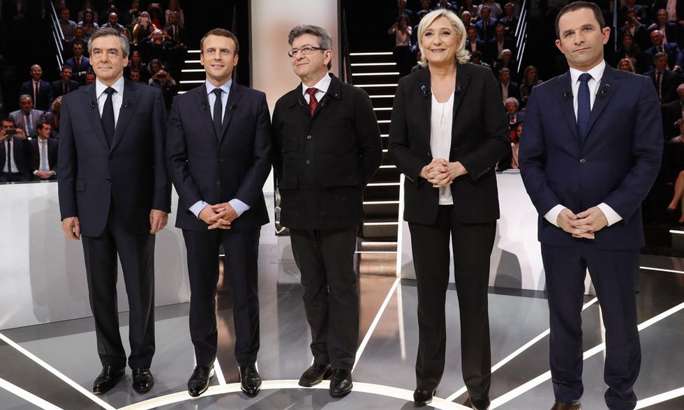 François Fillon, Emmanuel Macron, Jean-Luc Mélenchon, Marine Le Pen, Benoît Hamon