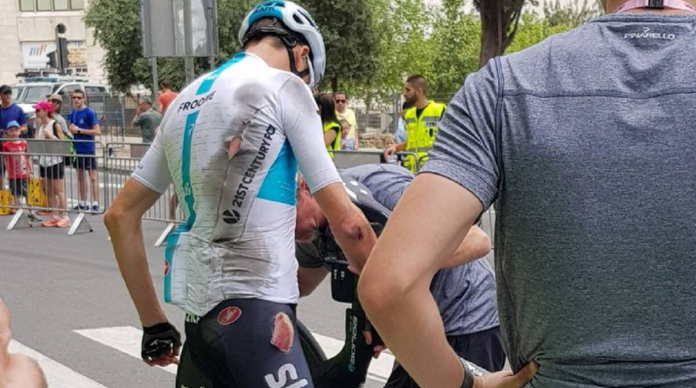 Froome caduta prova cronometro Gerusalemme Giro d'Italia