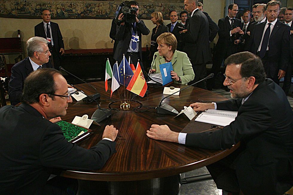 Vertice Monti-Merkel-Hollande-Rajoy:130 miliardi per la crescita