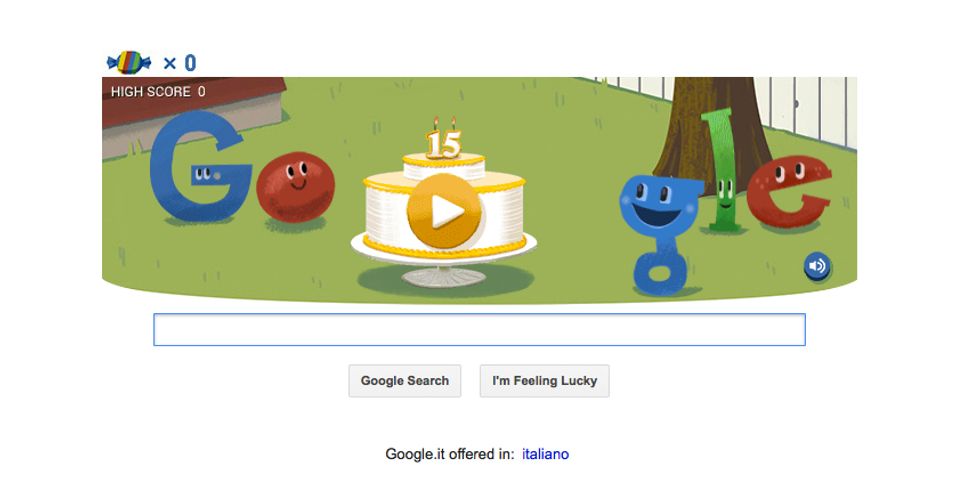 Google, un Doodle per festeggiare 15 anni