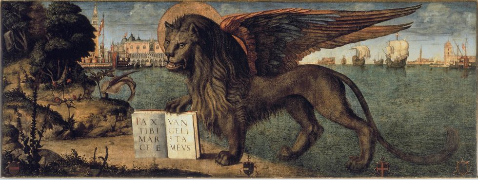 Il “Leone marciano” di Vittore Carpaccio, custodito nel Palazzo Ducale di Venezia e ora in mostra a Conegliano (Treviso)