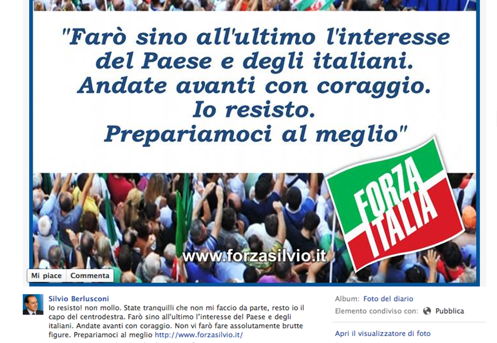 Berlusconi: "Io resisto, non mollo!"