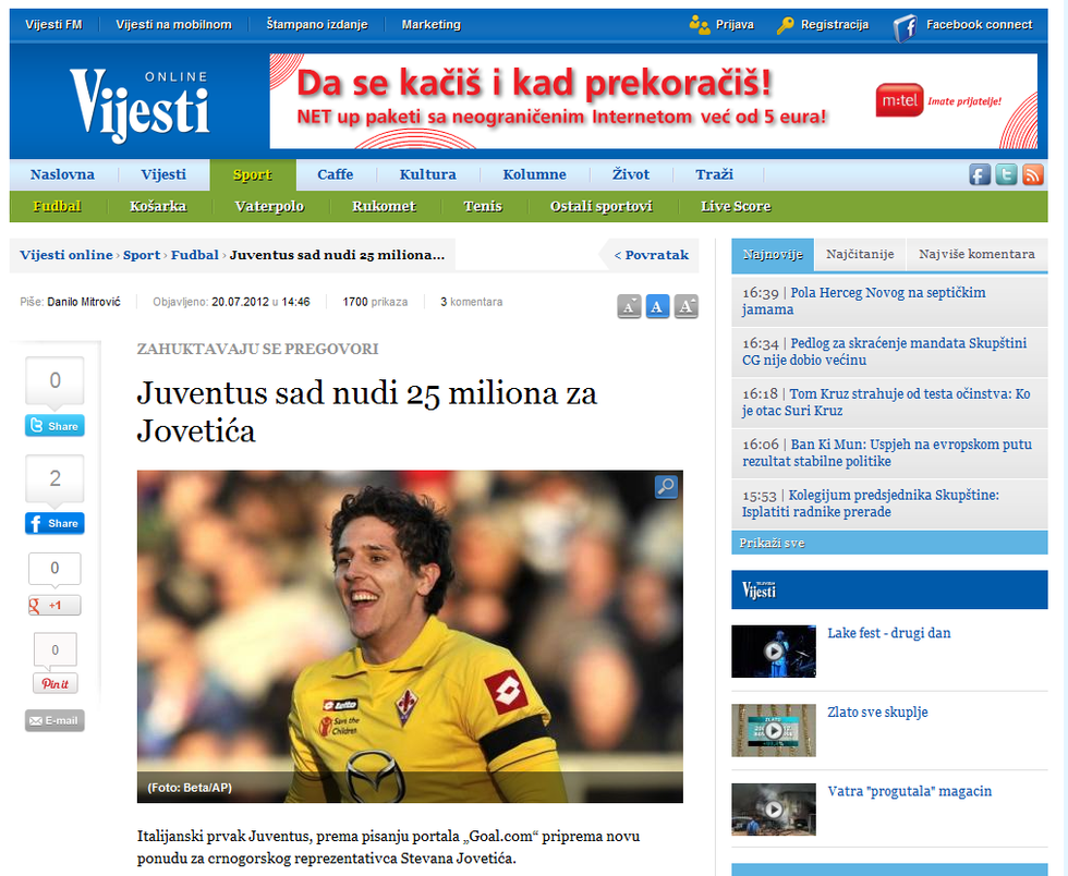 Dalla Serbia: "Jovetic alla Juventus!"