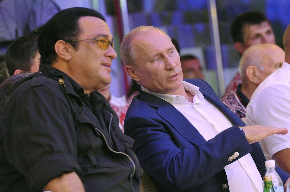 Il Presidente russo Vladimir Putin insieme all'attore Steven Seagal