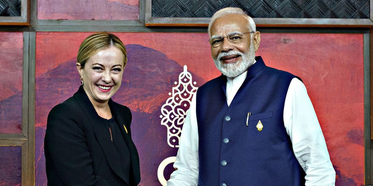 ​Il primo ministro dell'India Narendra Modi con la premier italiana Giorgia Meloni