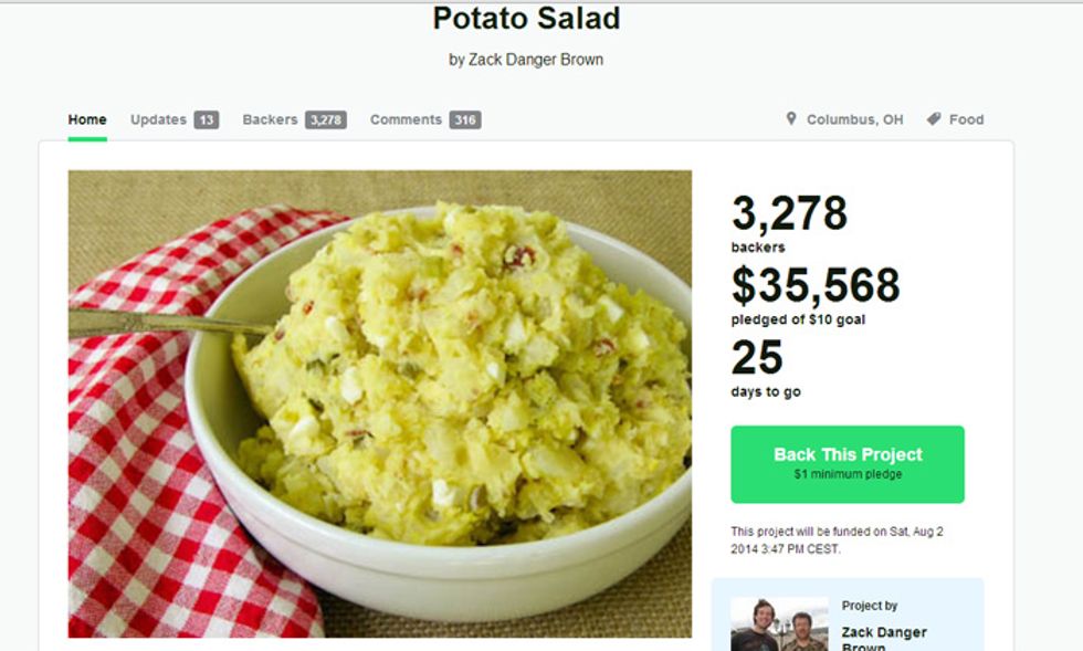 Chiede 10 dollari su Kickstarter per la sua insalata di patate, ne riceve 35mila