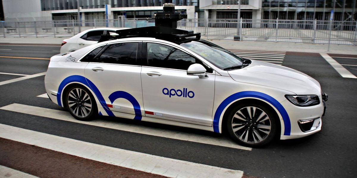 Il robot- taxi elettrico di Baidu, società tecnologica cinese.