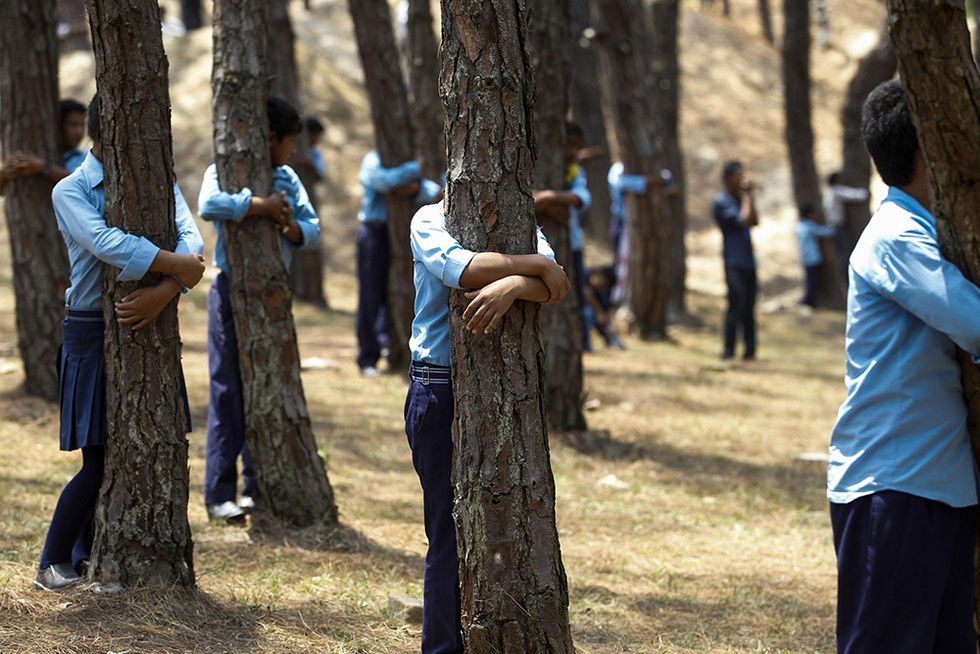 Nepal, abbracciati agli alberi per l'ambiente