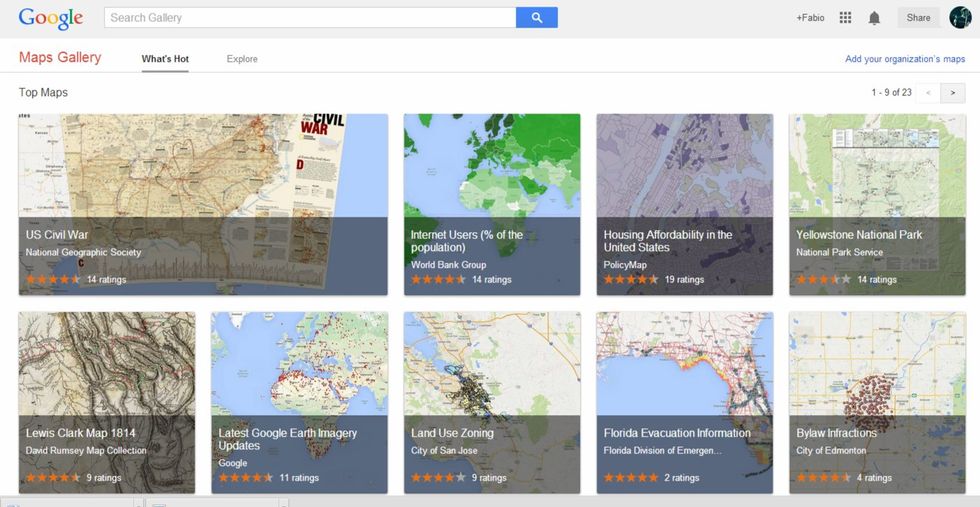 Google Maps Gallery, ogni genere di mappa interattiva