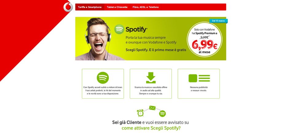 Spotify Premium: con Vodafone hai il 30% di sconto