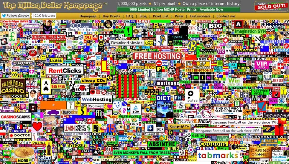 The Million Dollar Homepage: otto anni dopo il 22% dei link non è più attivo