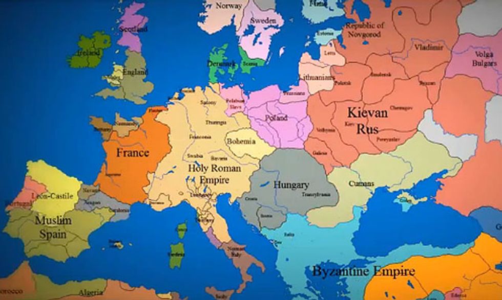 La mappa dell'Europa dall'anno 1000 a oggi