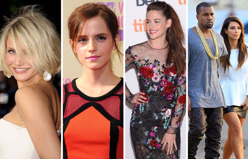 Kristen Stewart e Robert Pattinson stanno bene, Emma Watson è pericolosa, Cameron Diaz ha un ghepardo nel letto, Kanye West sedotto dal sex tape di Kim Kardashian