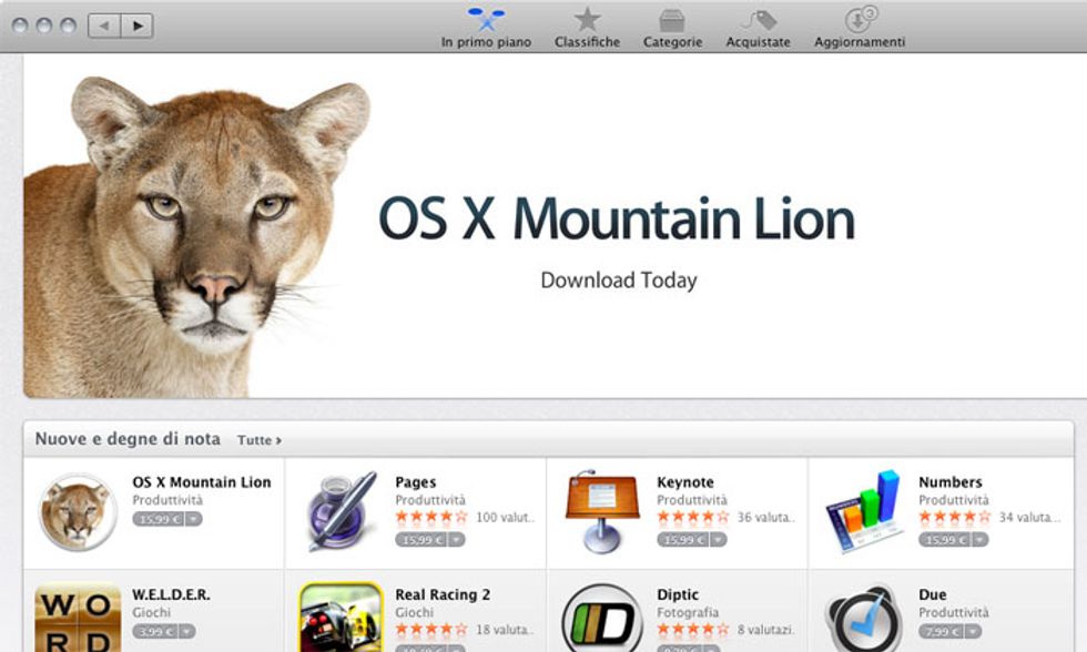 Apple: disponibile OS X Mountain Lion