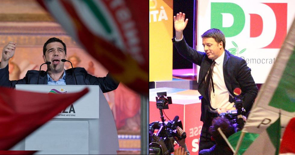 Alexis Tsipras e Matteo Renzi, due stili a confronto