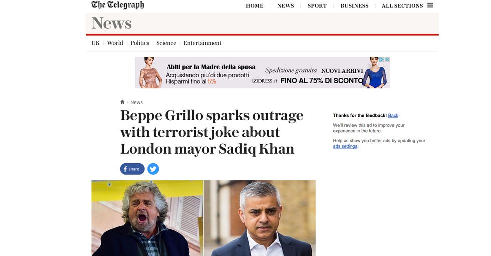 Grillo, il sindaco di Londra e la reazione dei media inglesi