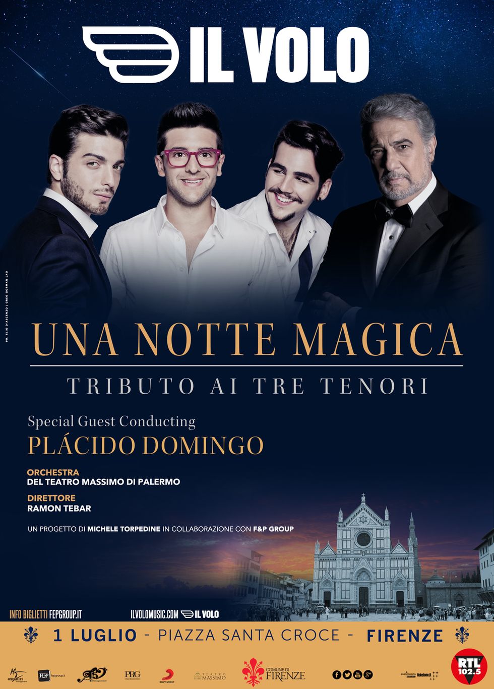 Il Volo: concerto-evento a Firenze con Placido Domingo