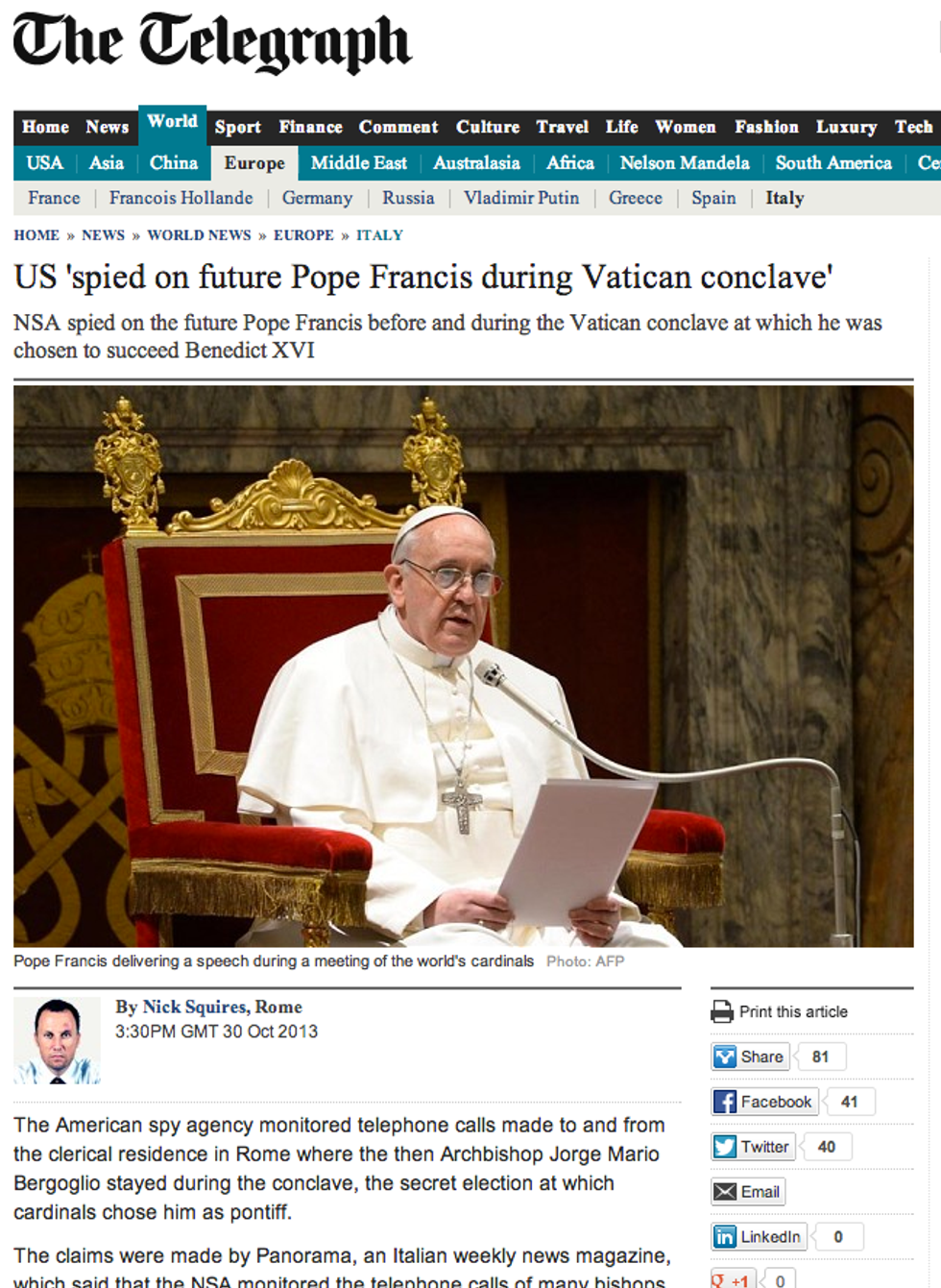 Il Papa intercettato. L'esclusiva di Panorama fa il giro del mondo