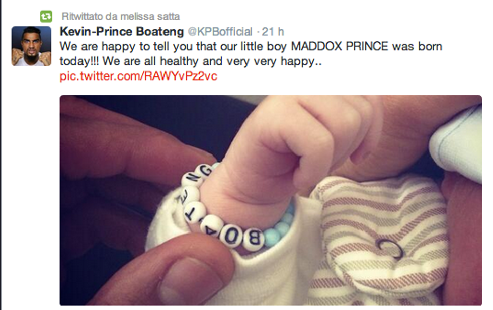 Melissa Satta è mamma: nato Maddox Prince Boateng