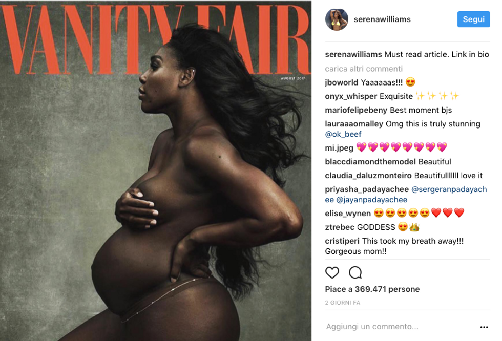 Serena Williams posa nuda al settimo mese di gravidanza