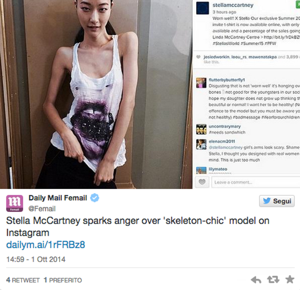 Stella McCartney e la modella troppo magra che fa infuriare il web