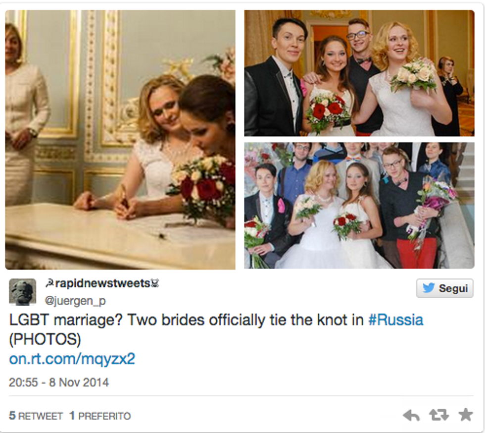In Russia il primo matrimonio Lgbt della storia