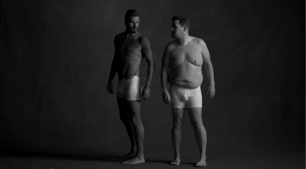 David Beckham e James Corden, strana coppia di sex symbol in boxer