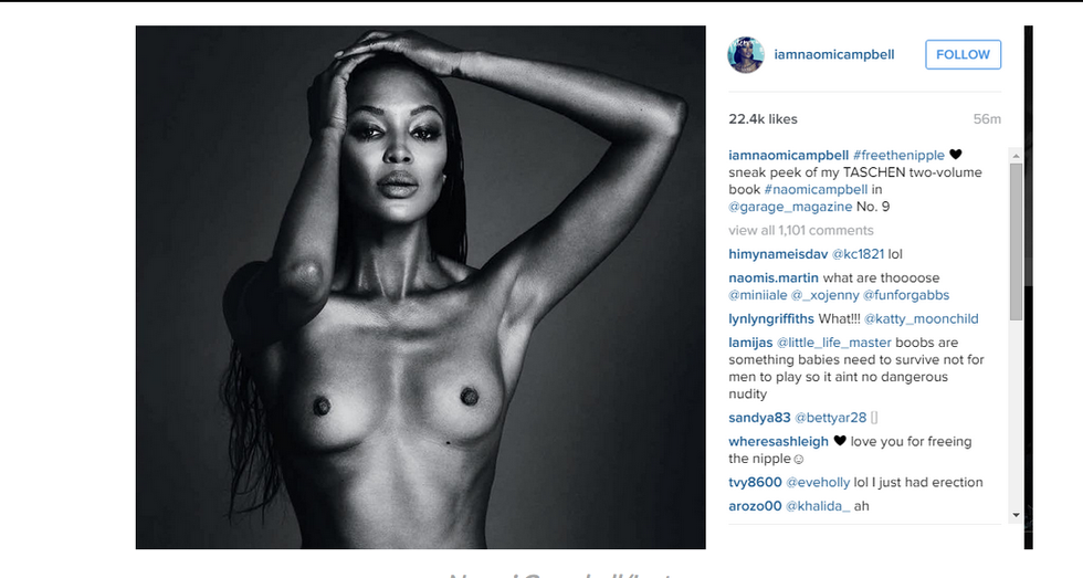 Naomi Campbell: topless censurato su Instagram
