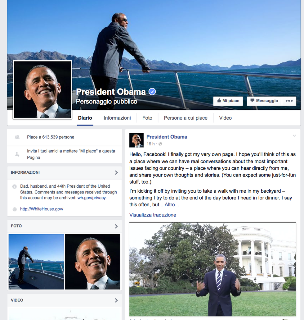 Barack Obama apre la sua pagina Facebook