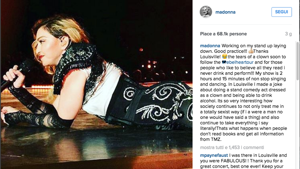 Madonna: "Polemica sessista. Non ero ubriaca sul palco"
