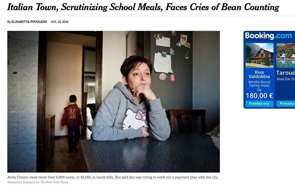 Corsico, il caso dei "furbetti" della mensa scolastica finisce sul New York Times