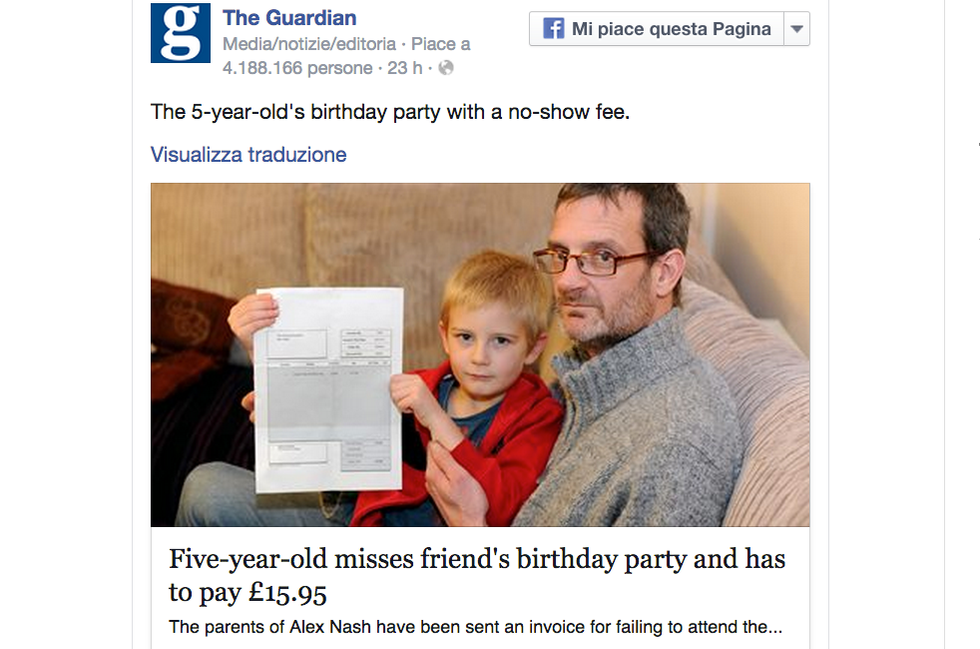 A 5 anni prende una multa: non è andato a una festa di compleanno