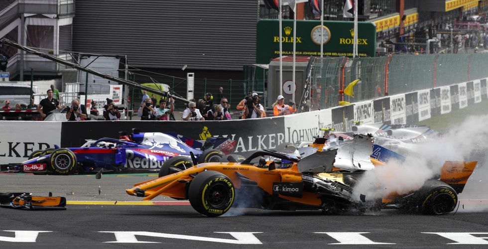 Incidente Alonso partenza gp Spa Formula 1
