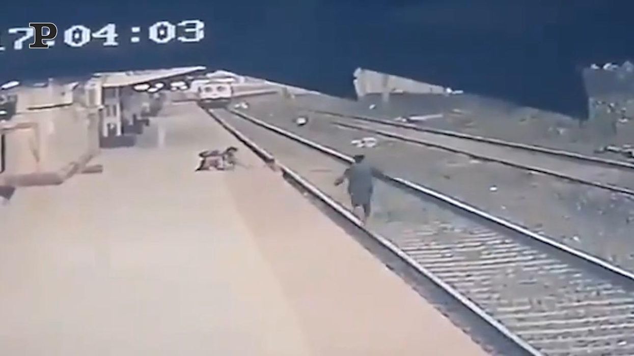 India, bambino cade sui binari: un uomo lo salva un attimo prima dell'arrivo del treno | video