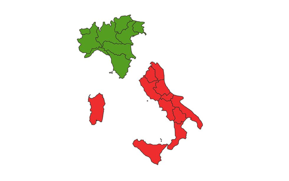 italia regioni nord sud