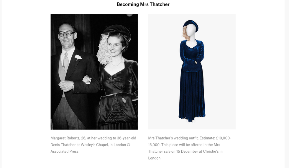 L'abito da sposa di Margaret Thatcher