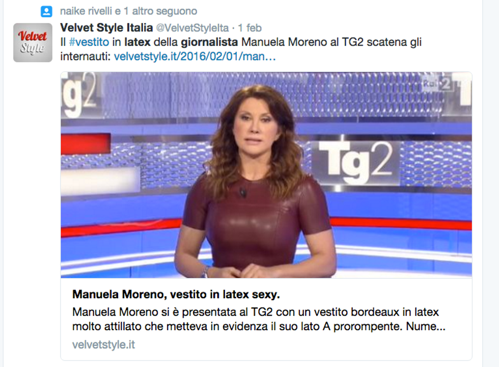 L'abito in latex della conduttrice tv Manuela Moreno