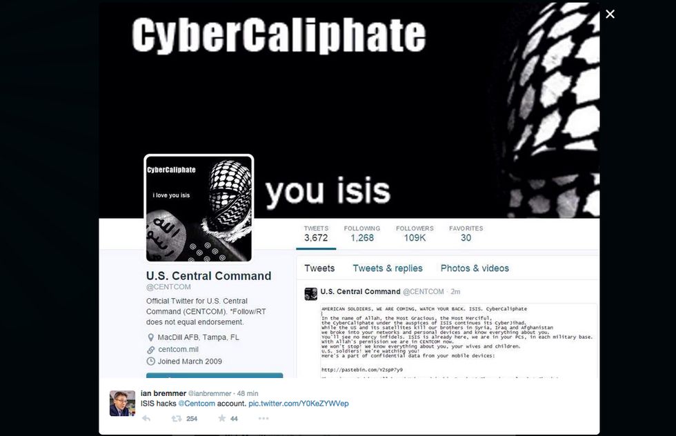 Isis: attacco hacker a @centcom su Twitter