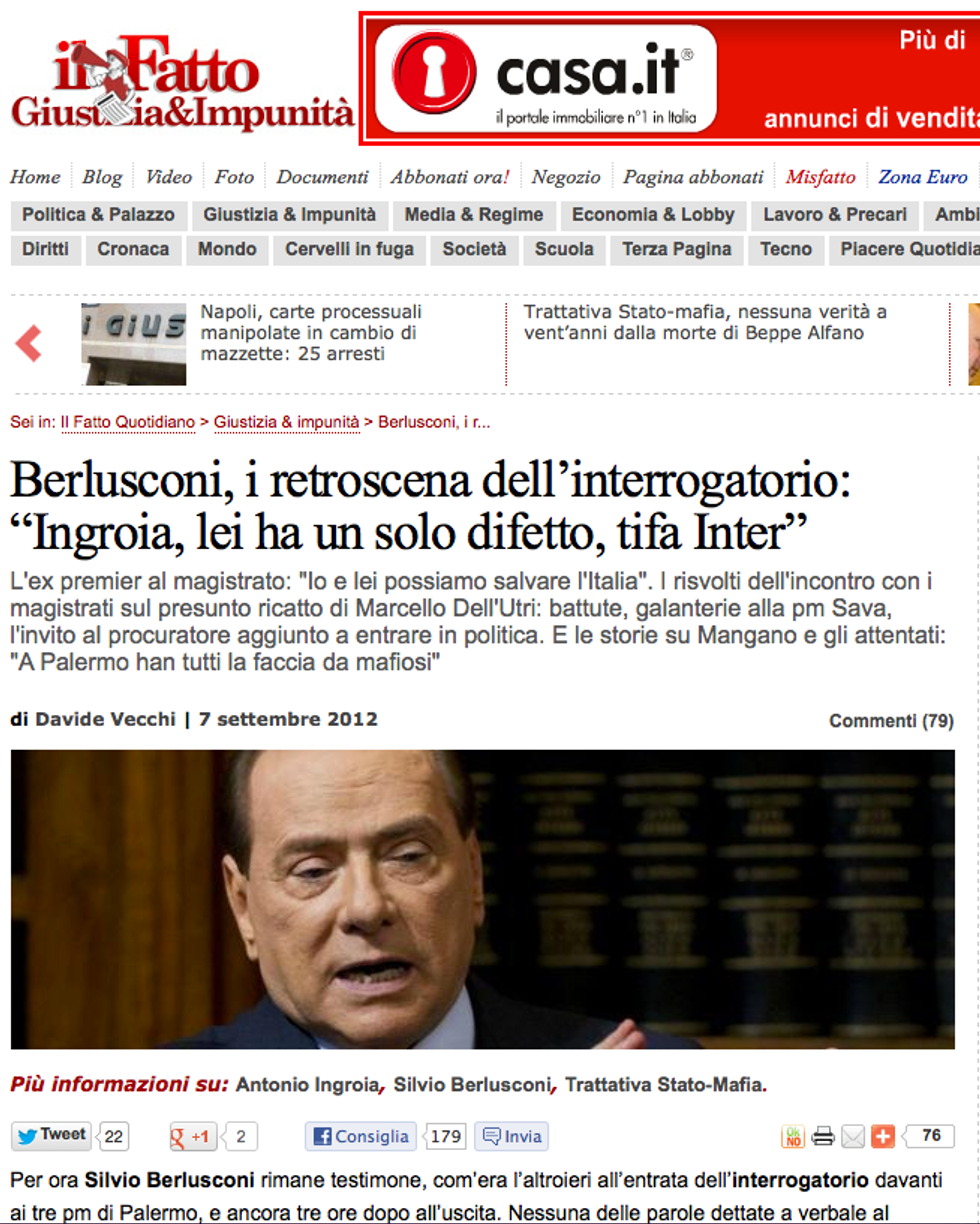 Ingroia, Berlusconi, il Fatto e l'interrogatorio. La verità
