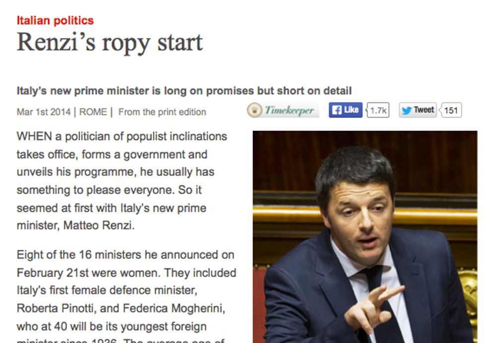 Economist e Renzi: cosa dice l'articolo che ha fatto notizia