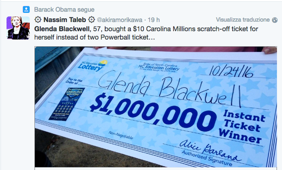 L'assegno milionario vinto da Glenda Blackwell
